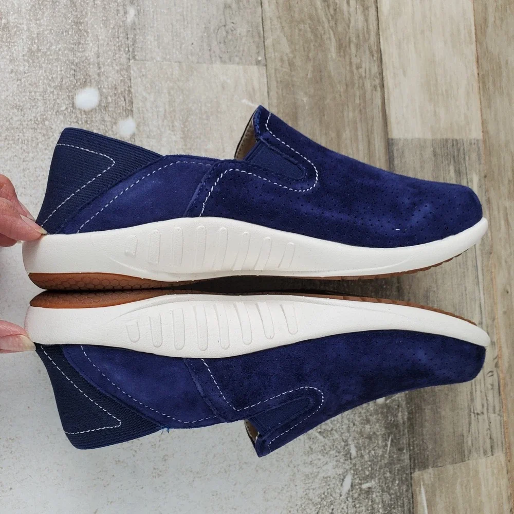 Spenco Siesta Convertible Womens Shoes Sz 6 Patriot Blue Suede Slip On Sneakers